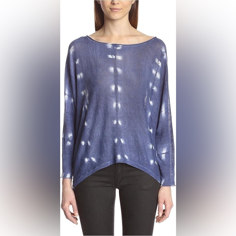 Acrobat Women's Medium/Large Hi-Low Dolman Pullover Tie Dye Wide Neck Knit